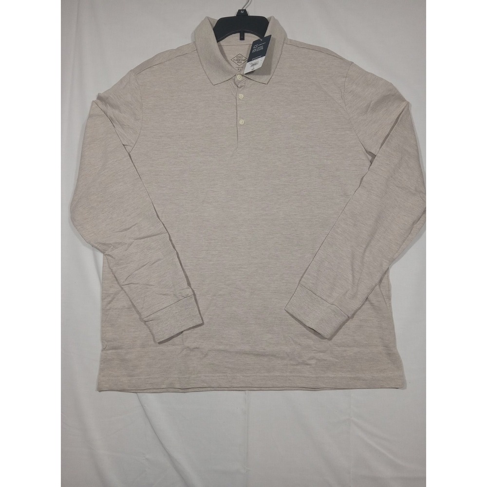 St. John's Bay Jersey Mens Classic Fit Long Sleeve Polo Shirt - Stone Htr/XL